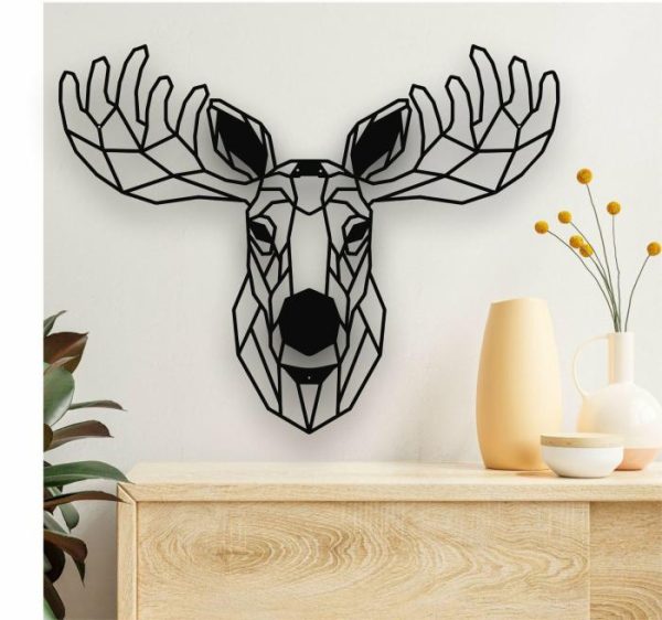 Metal Wall Art | Geometric Moose Head Metal Wall Art, 18"W x 14"H/45x35cm inches Metal Wall Art Metal Wall Art