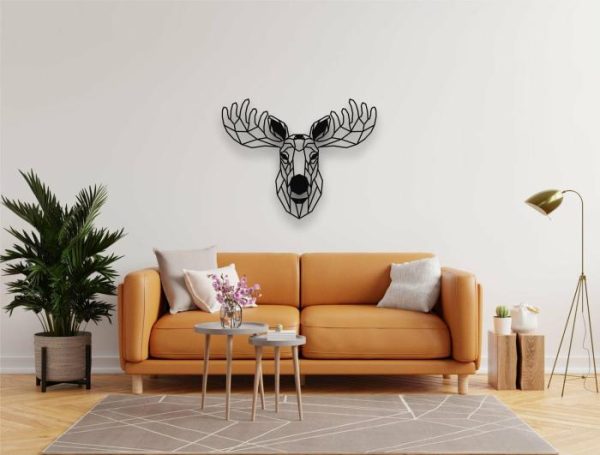 Metal Wall Art | Geometric Moose Head Metal Wall Art, 18"W x 14"H/45x35cm inches Metal Wall Art Metal Wall Art