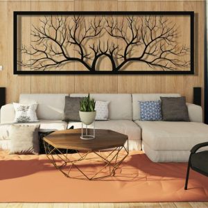 Metal Wall Art | Horizontal Tree Branch Metal Wall Hanging Decor, 39"W x 14"H/100x35cm inches Metal Wall Art Metal Wall Art