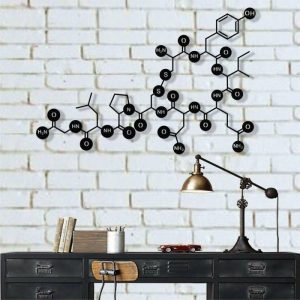 Metal Wall Art | Oxytocin Molecule, Metal Wall Decor, 24"W x 15"H/60x39cm inches Metal Wall Art Metal Wall Art