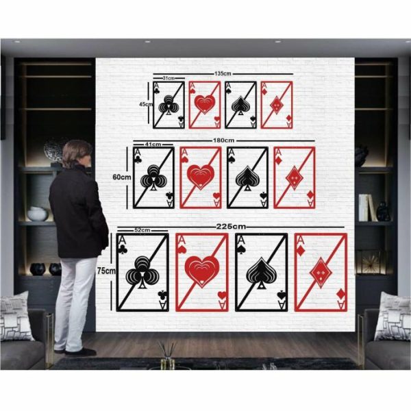 Metal Wall Art | Spade Heart Diamond Club Aces Metal Wall Art, 53"W x 18"H/135x45cm inches Metal Wall Art Metal Wall Art