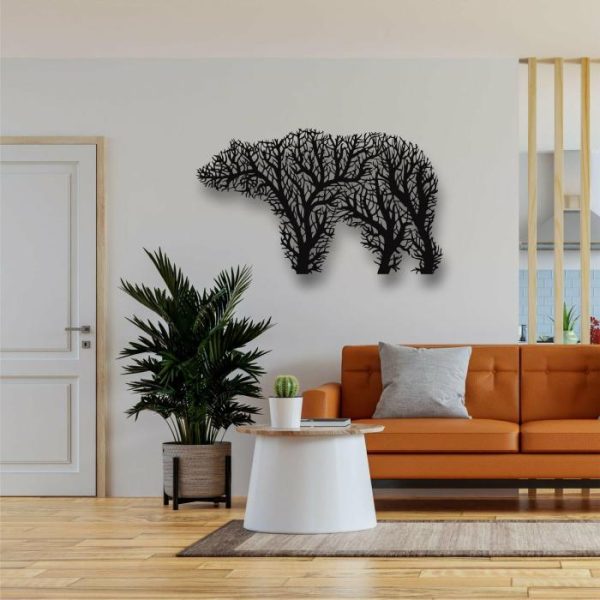 Metal Wall Art | Tree Bear Metal Wall Decor, 39"W x 23"H/100x59cm inches Metal Wall Art Metal Wall Art