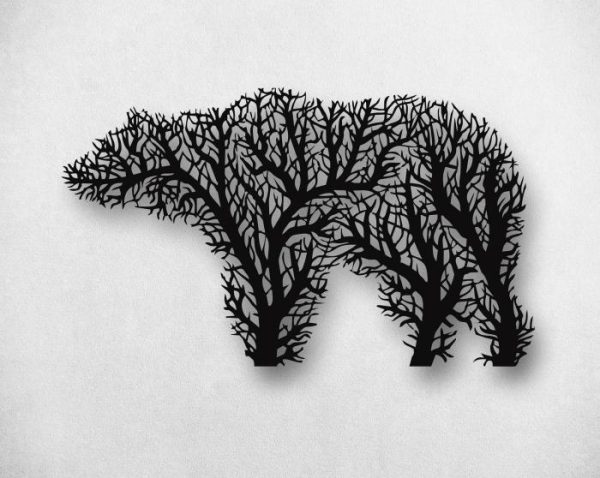 Metal Wall Art | Tree Bear Metal Wall Decor, 39"W x 23"H/100x59cm inches Metal Wall Art Metal Wall Art