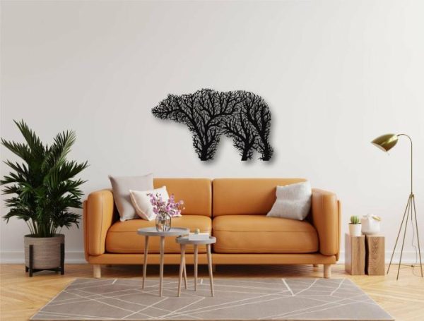 Metal Wall Art | Tree Bear Metal Wall Decor, 39"W x 23"H/100x59cm inches Metal Wall Art Metal Wall Art