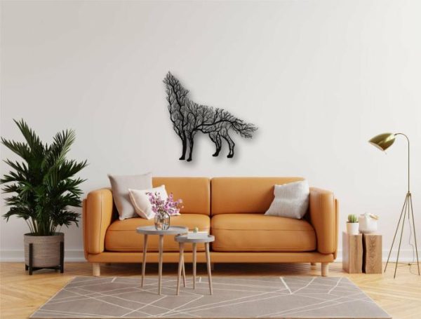 Metal Wall Art | Tree Branch Wolf Metal Wall Decor, 39"W x 37"H/100x95cm inches Metal Wall Art Metal Wall Art