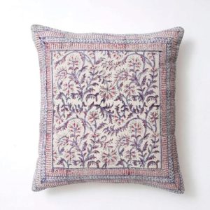 Natural Fiber Pillows | Hand Block Printed Rustic Floral Cushion Cover Natural Fiber Pillows Natural Fiber Pillows