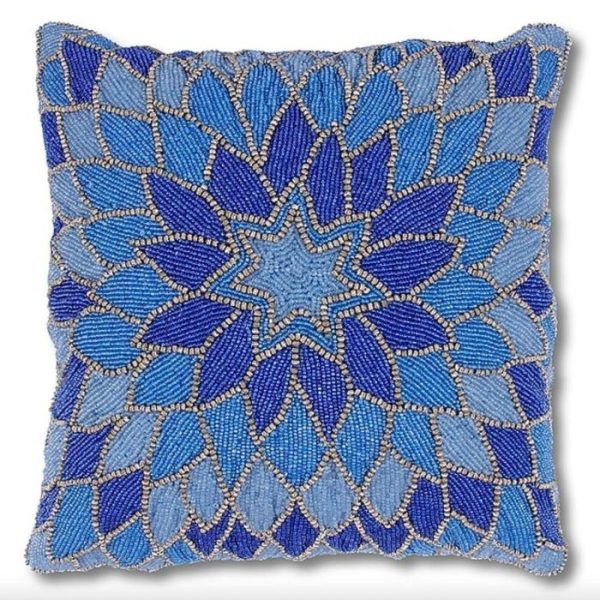 One Of A Kind Pillows | Blue Sunflower Embroidered Canvas Cotton Cushion Covers – Pack Of 2 One Of A Kind Pillows One Of A Kind Pillows