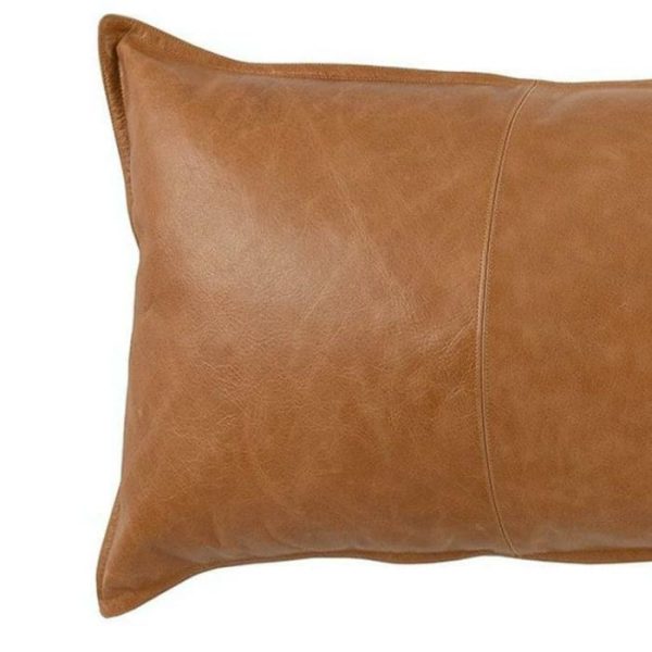 One Of A Kind Pillows | Hand Stitched Genuine Leather Lumbar Throw Pillow, 14"x 36" One Of A Kind Pillows One Of A Kind Pillows