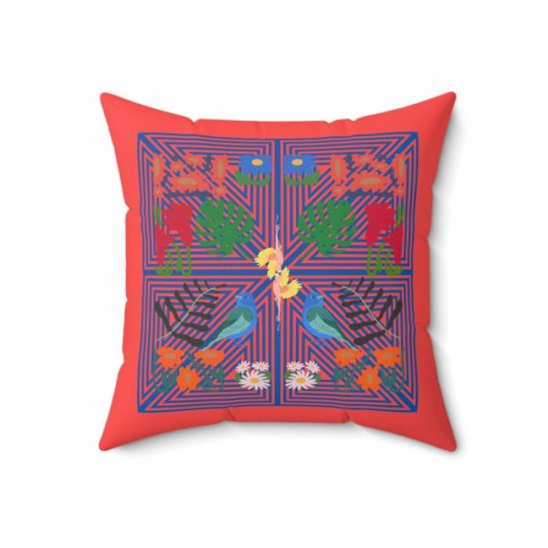 One Of A Kind Pillows | Red Nature Paradise Printed Throw Pillow One Of A Kind Pillows One Of A Kind Pillows