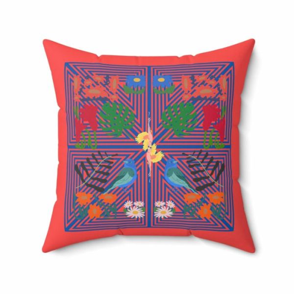 One Of A Kind Pillows | Red Nature Paradise Printed Throw Pillow One Of A Kind Pillows One Of A Kind Pillows