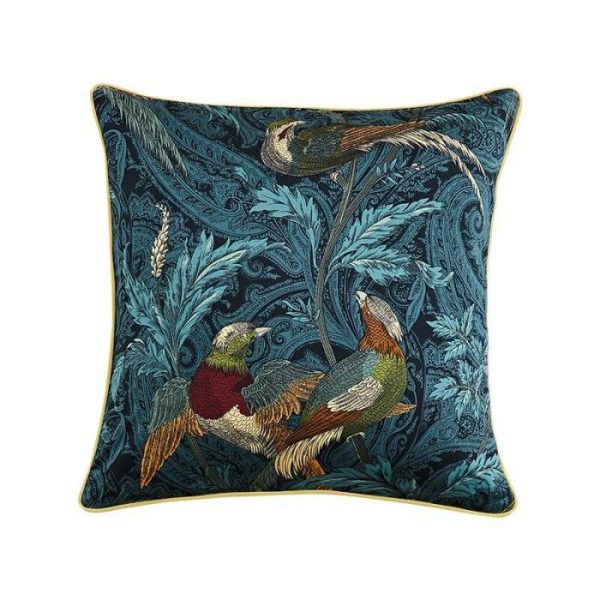 One Of A Kind Pillows | Tropical Birds In The Jungle Jacquard Throw Pillow Case, 18" x 18" (45 x 45 cm) Animal Inspired Pillows Animal Inspired Pillows