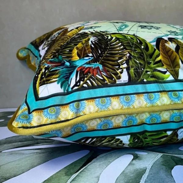 One Of A Kind Pillows | Tropics And The Sea Velvet Throw Pillow Cover One Of A Kind Pillows One Of A Kind Pillows