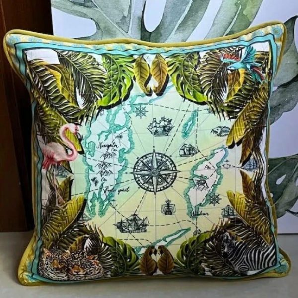 One Of A Kind Pillows | Tropics And The Sea Velvet Throw Pillow Cover One Of A Kind Pillows One Of A Kind Pillows