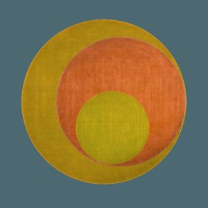 Round Rugs | Golden Orange Geometry Round Hand Knotted Wool Rug, 3′ x 3′ Hand Knotted Rugs Hand Knotted Rugs