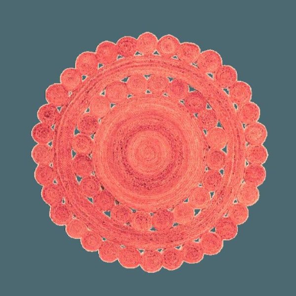 Round Rugs | Maia Classic Circles Round Jute Rug – Red, 2′ x 2′ Jute Rugs Jute Rugs