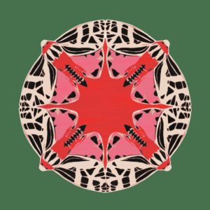 Round Rugs | Round Abstract Butterfly Hand Tufted Rug – Red, 3′ x 3′ Hand Tufted Wool Rugs Hand Tufted Wool Rugs