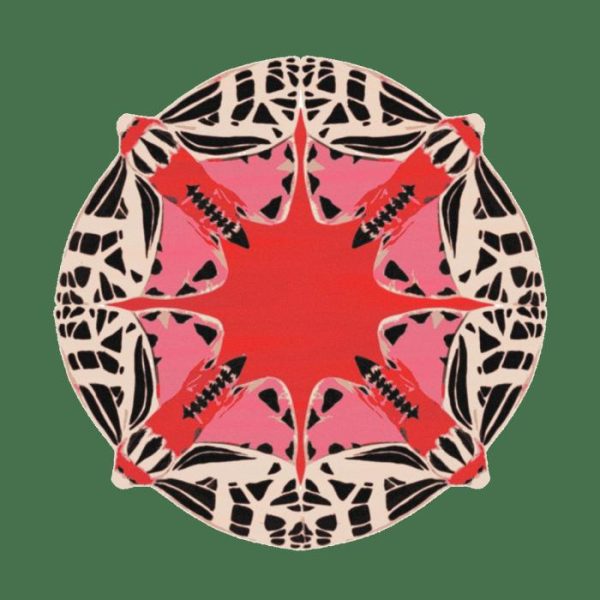 Round Rugs | Round Abstract Butterfly Hand Tufted Rug – Red, 3′ x 3′ Hand Tufted Wool Rugs Hand Tufted Wool Rugs