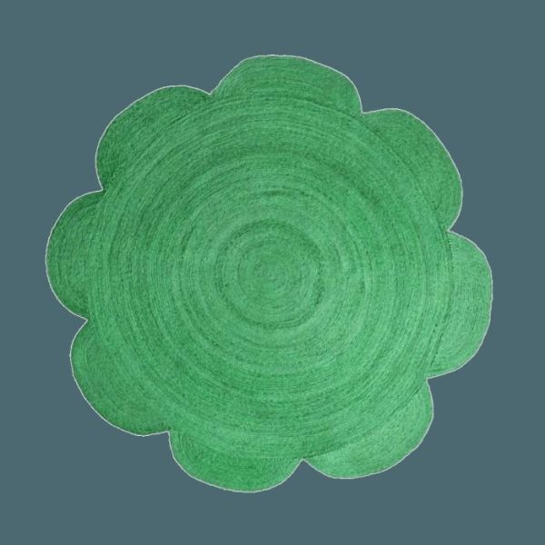 Round Rugs | Scallop Flower Round Jute Rug – Green, 3′ x 3′ Jute Rugs Jute Rugs