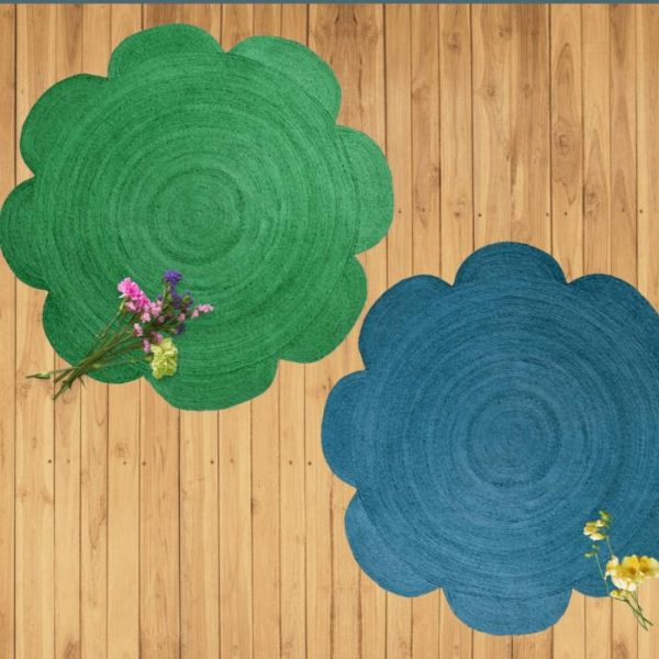 Round Rugs | Scallop Flower Round Jute Rug – Green, 3′ x 3′ Jute Rugs Jute Rugs