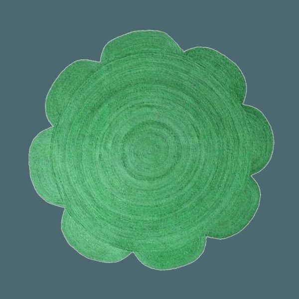 Round Rugs | Scallop Flower Round Jute Rug – Green, 3′ x 3′ Jute Rugs Jute Rugs