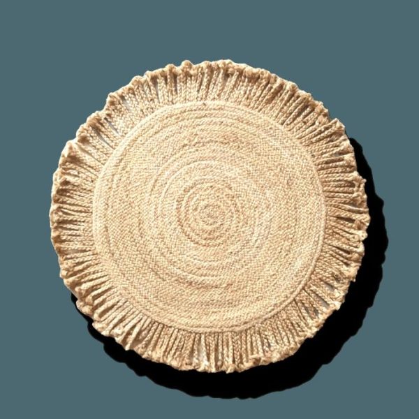 Round Rugs | Shala Fringed Natural Jute Rug, 2′ x 2′ Jute Rugs Jute Rugs