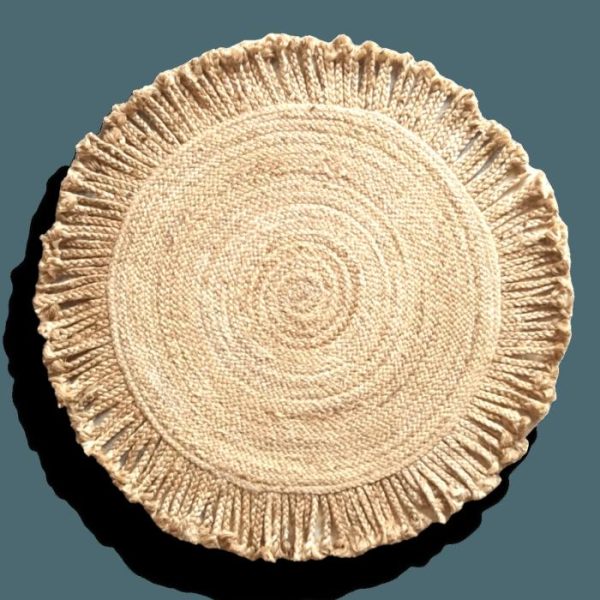 Round Rugs | Shala Fringed Natural Jute Rug, 2′ x 2′ Jute Rugs Jute Rugs