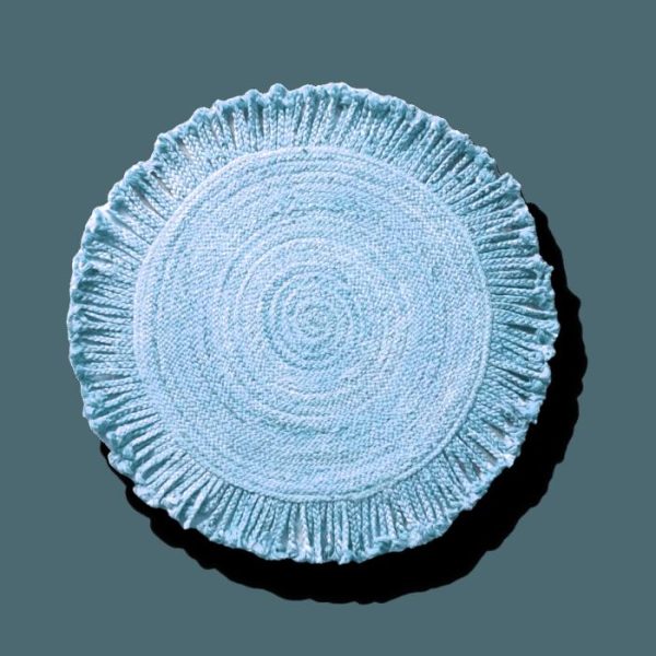 Round Rugs | Shala Fringed Natural Round Jute Rug – Blue, 2′ x 2′ Jute Rugs Jute Rugs