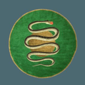 Round Rugs | Snake And Apple Green Gold Round Hand Tufted Wool Rug, 3′ x 3′ Accent Rugs Accent Rugs