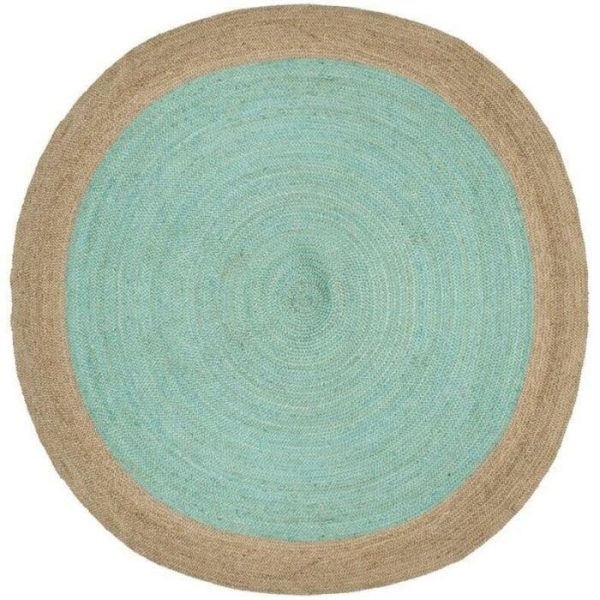 Round Rugs | Turquoise Round Jute Rug, 2′ x 2′ Jute Rugs Jute Rugs