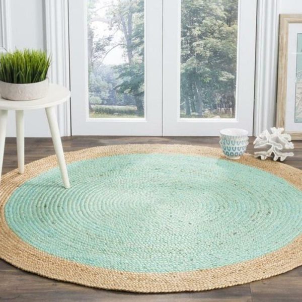 Round Rugs | Turquoise Round Jute Rug, 2′ x 2′ Jute Rugs Jute Rugs