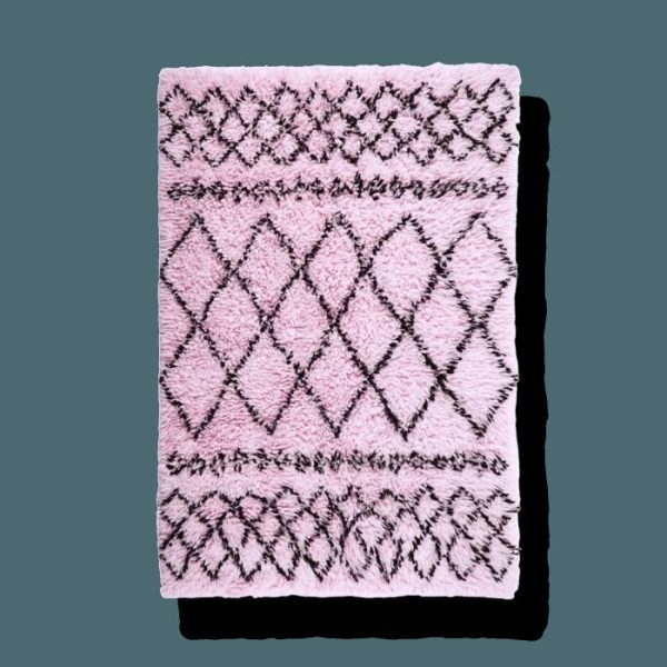 Runner Rugs | Black And Pink Diamonds Shaggy Wool Area Rug, 2.5′ x 5′ Rugs Runner Rugs