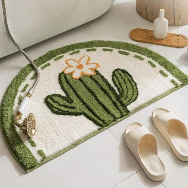 Runner Rugs | Half Circle Green Cactus Bathroom Mat Bath Mats Bath Mats