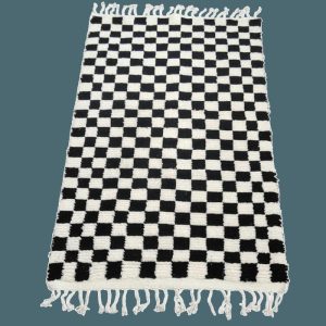 Runner Rugs | Moroccan Berber Handwoven Checker Wool Area Rug With Tassels – Black And White, 2.5′ x 5′ Rugs Runner Rugs