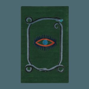 Runner Rugs | Snake And Red Evil Eyes Green Hand Tufted Wool Rug, 2′ x 3′ Hand Tufted Wool Rugs Hand Tufted Wool Rugs