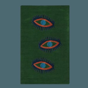 Runner Rugs | Three Evil Eyes Green Hand Tufted Wool Rug, 2′ x 3′ Hand Tufted Wool Rugs Hand Tufted Wool Rugs