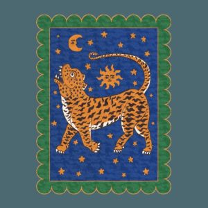 Runner Rugs | Tibetan Tiger Starry Night Scallop Hand Tufted Wool Rug, 3′ x 5′ Hand Tufted Wool Rugs Hand Tufted Wool Rugs