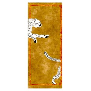 Runner Rugs | Walking Wild Cat Leopard On Silk Road Hand Tufted Wool Rug – Gold Lush Brown, 2.5′ x 5′ Accent Rugs Accent Rugs