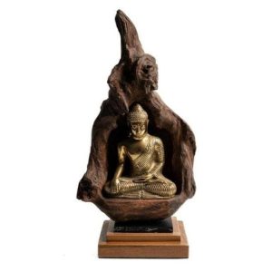 Sculptures | Bronze Meditating Buddha In The Wood Figurine Home Decoration Sculptures