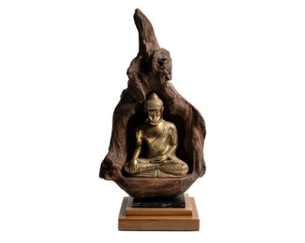 Sculptures | Bronze Meditating Buddha In The Wood Figurine Home Decoration Sculptures