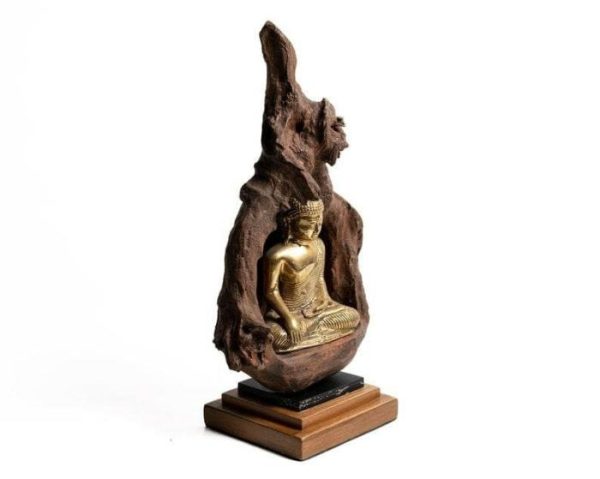 Sculptures | Bronze Meditating Buddha In The Wood Figurine Home Decoration Sculptures