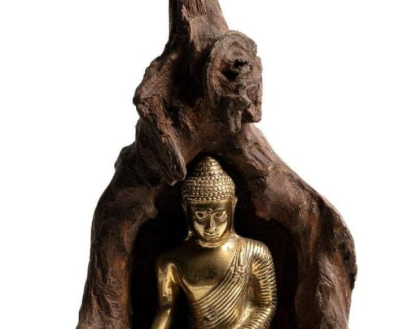 Sculptures | Bronze Meditating Buddha In The Wood Figurine Home Decoration Sculptures