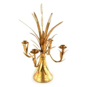 Sculptures | Golden Wheat Candelabra Home Decoration Sculptures