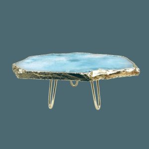 Serveware | Blue Agate Cake Stand With Brass Legs Kitchen Serveware