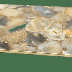 Serveware | Brown Plated Agate Serving Tray With Green Agate Handles Kitchen Serveware