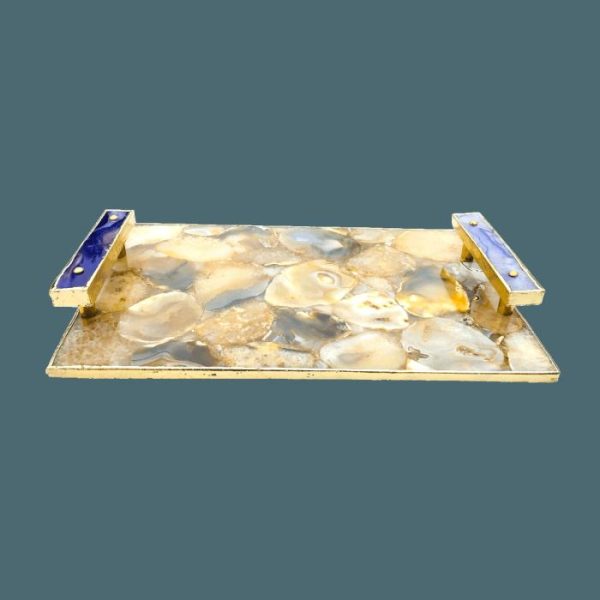 Serveware | Brown Plated Agate Serving Tray With Purple Onyx Agate Handles Kitchen Serveware