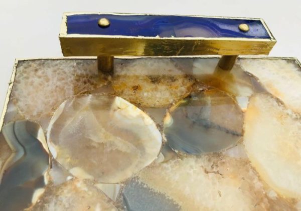 Serveware | Brown Plated Agate Serving Tray With Purple Onyx Agate Handles Kitchen Serveware