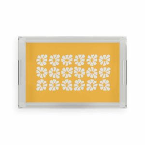 Serveware | Flower Power Yellow Acrylic Serving Tray, 11" x 17" Kitchen Serveware