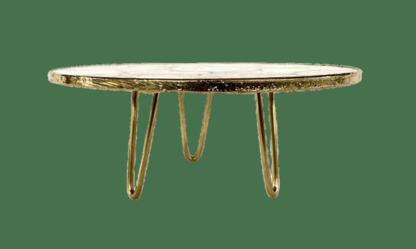 Serveware | Golden Brown Agate Cake Stand With Brass Legs Kitchen Serveware