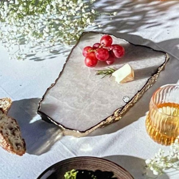 Serveware | Serein Decor Agate Cheese Board With Gold Trim Kitchen Serveware