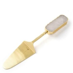 Serveware | Serein Decor Gold Rose Quartz Cake Server Kitchen Serveware